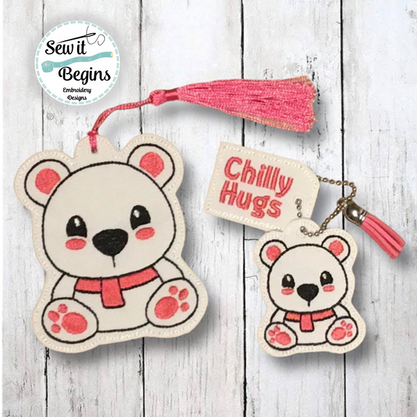 Chilly Hugs Polar Bear Book Mark and Feltie Charm and Tag Set  4x4 - Digital Download