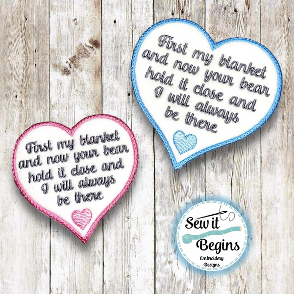 First My Blanket and Now Your Bear 3 & 4 inch Heart Memory Patch - Digital Download