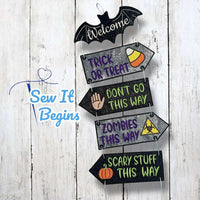 Halloween Bat Topped Large Road Sign 5x7 - Digital Download