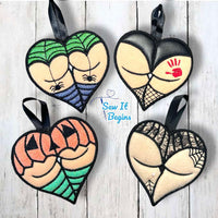 Sexy Halloween Booty Heart APPLIQUE Set 4x4 - Digital Download