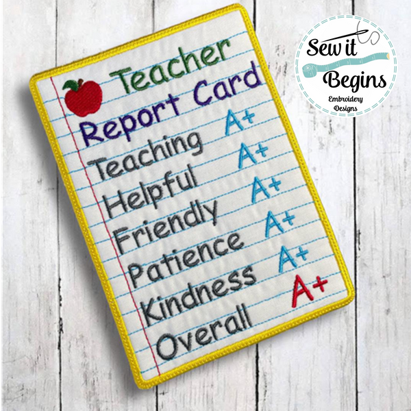 Teacher Report Card Mug Rug 5x7 Design ( set of 2) - Digital Download