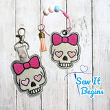 Girly Bow Skull Bag and Key Fob Set 4x4 Designs - Digital Download