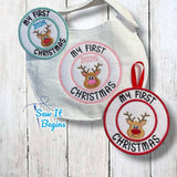 My First Christmas 2025 2026 Reindeer Applique Decoration - 2 sizes - Digital Download