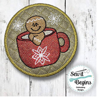 Gingerbread Man in a Mug 4x4 Circle Coaster  -  Digital Download
