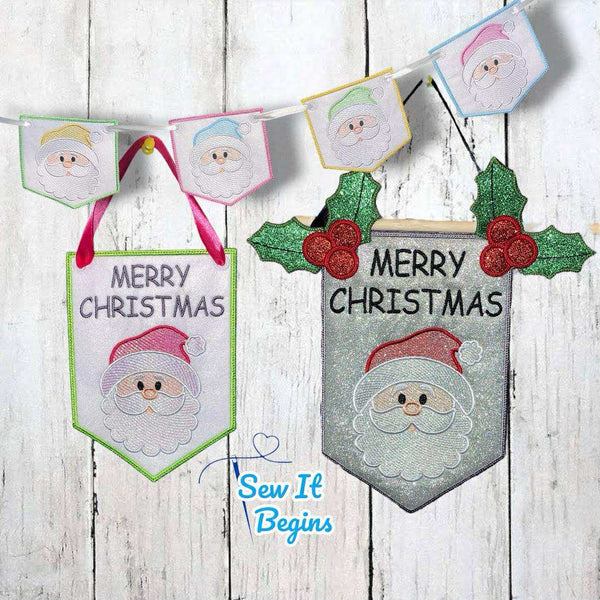 Merry Christmas Santa Banner Hanging Decorations Set - Digital Download