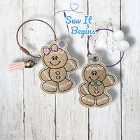 Sketched Gingerbread Boy and Girl Bag Tag Keyring - Digital Download