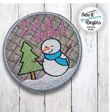 Let it Snow Snowman with Tree 4x4 Circle Coaster  -  Digital Download