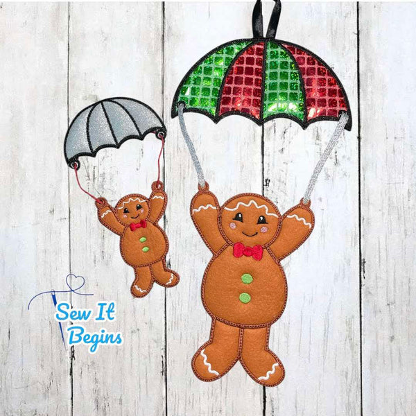 Parachute Hanging Gingerbread Man - 2 Sizes - Digital Download