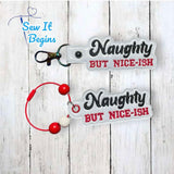 Naughty But Nice-ish Christmas Snap Tab and Eyelet Key Fobs Set of 2 - Digital Design