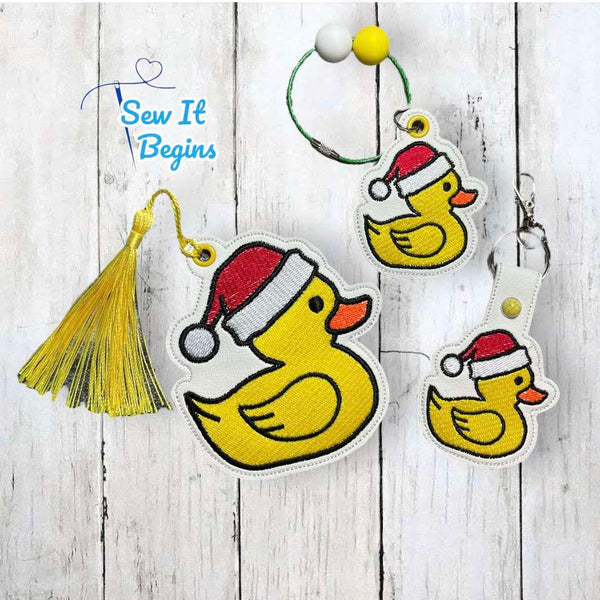 Christmas Rubber Duck Snap Tab, Eyelet Fob and Book Mark Designs - Digital Download