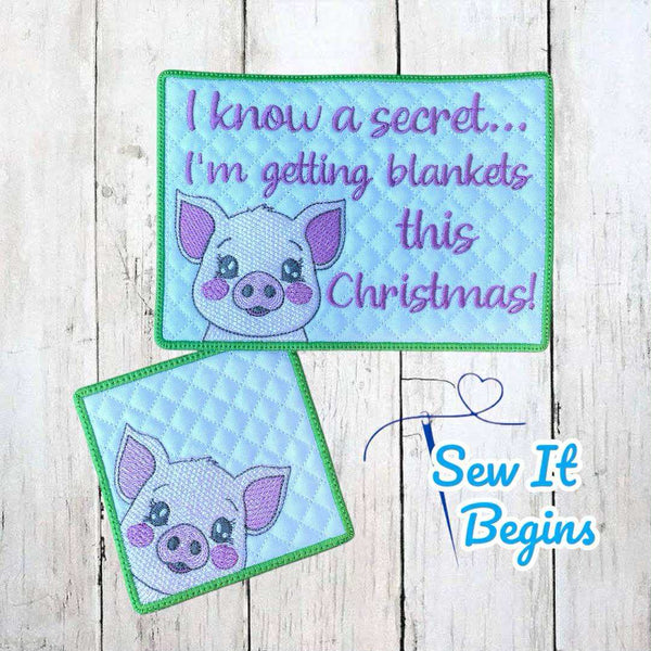 Pigs in Blankets Mug Rug and Coaster Set - Digital Download