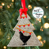 Chicken in the Christmas Tree, Tree Shaped Decoration 4x4  - Digital Download