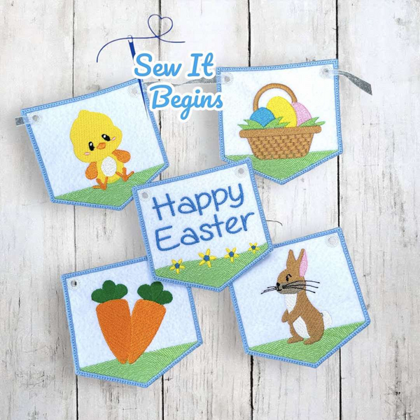 Happy Easter Banner Garland Flags 4x4 - Digital Download