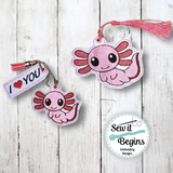 I Love You Axolotl Book Mark and Feltie Charm and Tag Set  4x4 - Digital Download