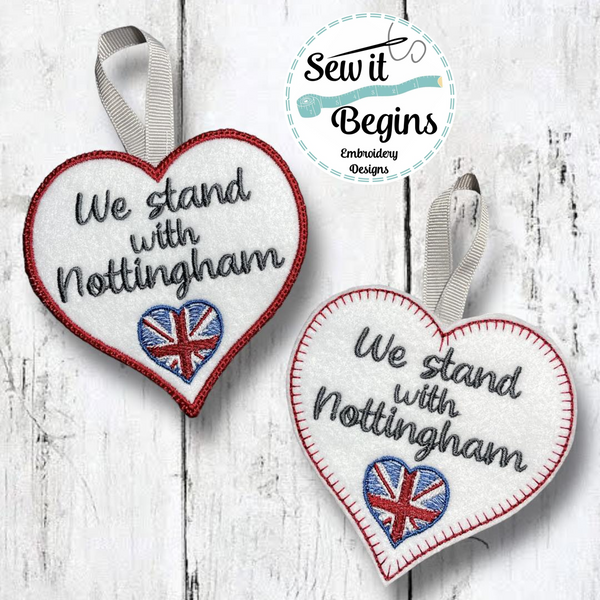 We Stand With Nottingham 2 Versions 4" Heart Decoration - Digital Download