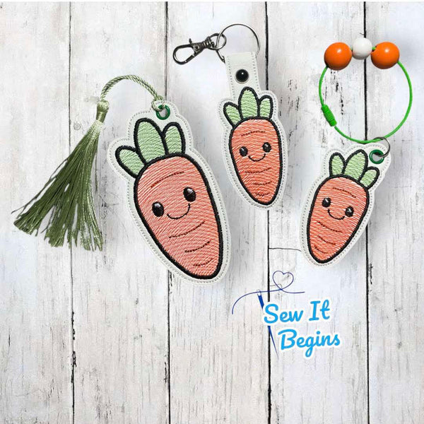 Chubby Kawaii Carrot Snap Tab, Eyelet Fob and Book Mark Designs - Digital Download