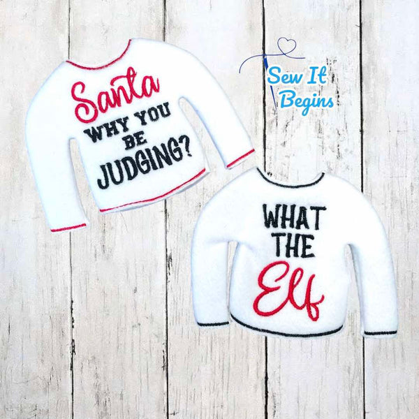 Santa! What The Elf? Elf sized Jumper Sweater Set of 2 - Digital Download