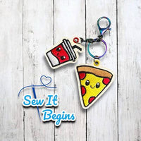 Pizza and Soft Drink Besties Feltie Charm and Tag Set  4x4 - Digital Download