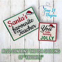 Santa's Favorite Teacher Mug Rug and Coaster Set - Digital Download