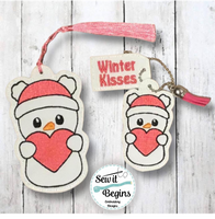 Winter Kisses Cute Snowman with Heart Book Mark and Feltie Charm and Tag Set  4x4 - Digital Download