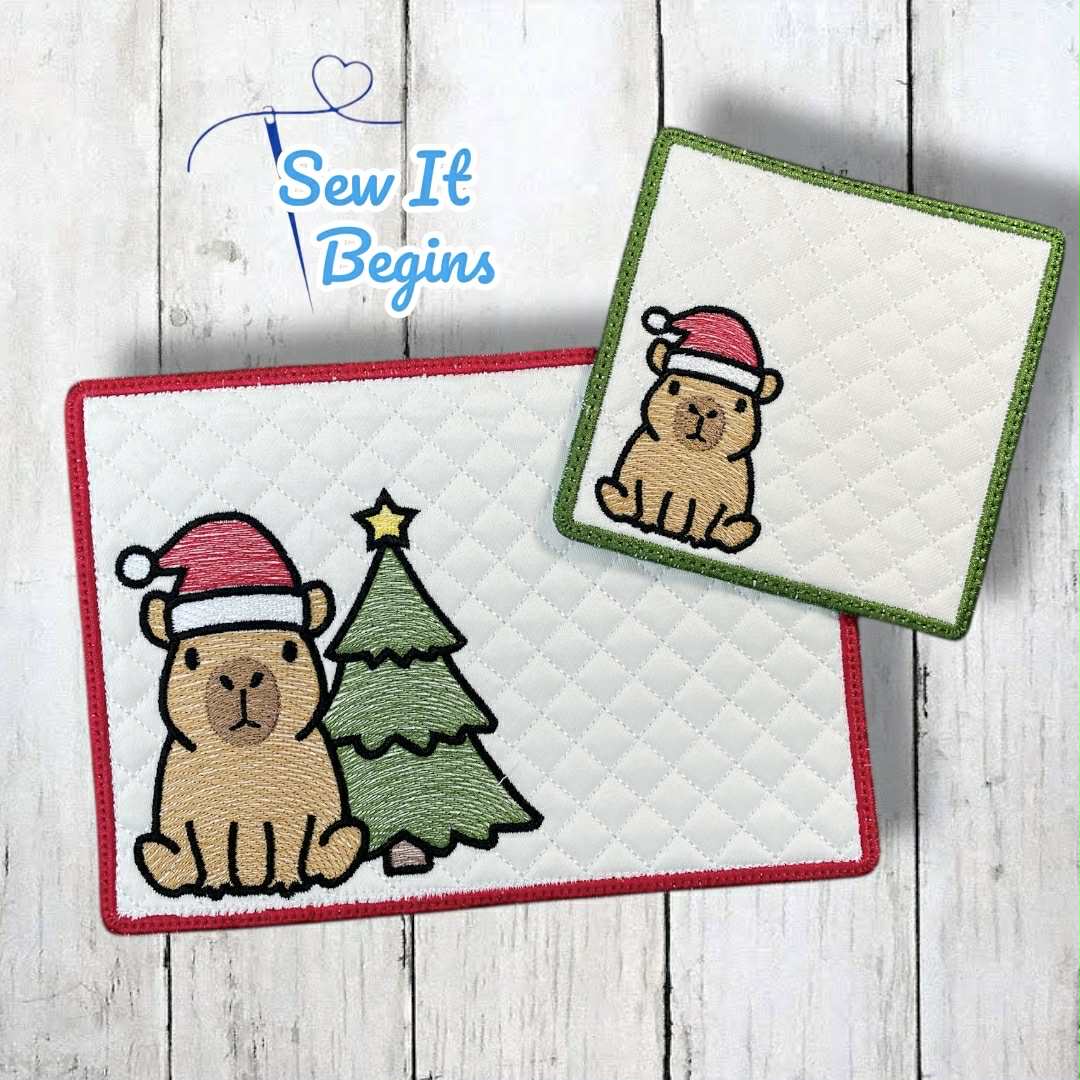 Christmas Capybara Mug Rug and Coaster Set - Digital Download – Sew it ...