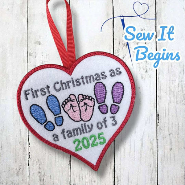 First Christmas as a Family of 3 Baby Decoration Set - Digital Download