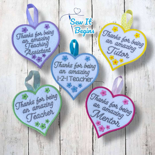 Amazing Educators Bundle with Flowers 4" Heart Decoration - Digital Download