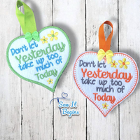 Dont Let Yesterday 4" Heart Decorations Set of 2 - Digital Download