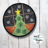 Merry Christmas 4x4 Circle Coaster with Christmas Tree and Window -  Digital Download