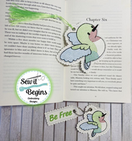 Pretty Humming Bird Be Free Book Mark and Feltie Charm and Tag Set  4x4 - Digital Download