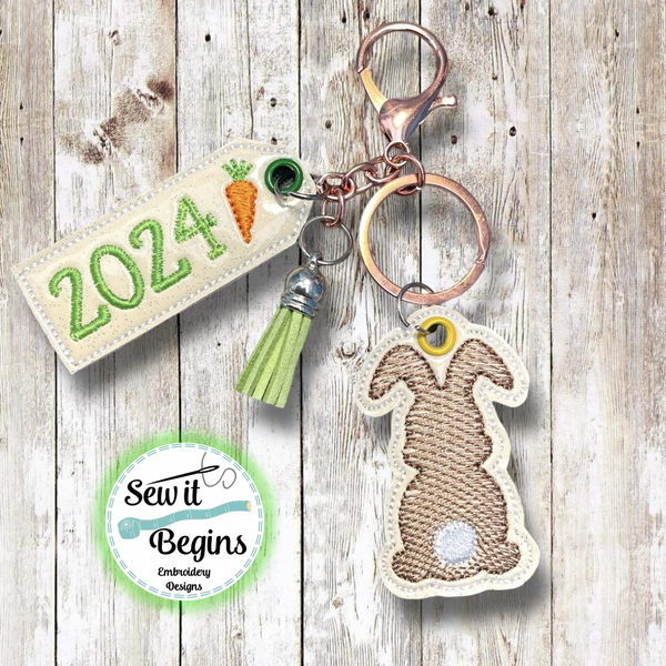 Kawaii Cute Easter Bunny and Carrot Feltie Charm and Tag Set  4x4 - Digital Download