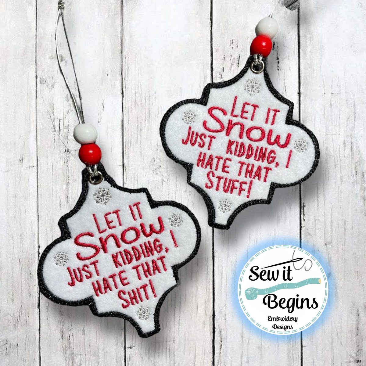 Naughty and Nice Let It Snow Arabesque Shaped Decorations 4x4 - Digita ...