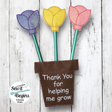 Tulip Flower with Leaves Pencil Topper and Plant Pot Gift Set 4x4 - Digital Download