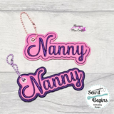 Set of 8 Grandma Nanny Nan Gran Eyelet Key Fobs (4x4 hoop)