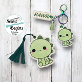 Rawr Tag with Mini Kawaii Dinosaur Book Mark and Feltie Charm and Tag Set  4x4 - Digital Download