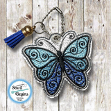 Pretty Swirly Butterfly Snap Tab, Eyelet Fob and Book Mark Designs - Digital Download