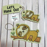 Lets Hang Out Sloth Book Mark and Feltie Charm and Tag Set  4x4 - Digital Download