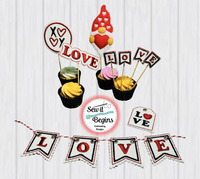 Gnome Valentine Love Feltie Wreath Set with 6 separate designs