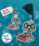 Book Worm Book Mark and Feltie Charm and Tag Set  4x4 - Digital Download
