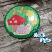 Hello Snail and Mushroom Sign 4", 5", 6" & 8" Circle Decoration - Digital Download