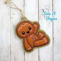 Chunky Gingerbread Applique Decoration Set 4x4 - Digital Download