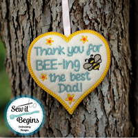 Thank You For BEE-ing the best Dad 4x4 Satin Edge Hanging Heart  - Digital Download