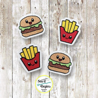 Burger and Fries Besties 2 inch Feltie Set - Digital Download