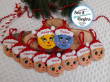 Gingerbread Faces in Christmas Hats Hanging Decorations 4x4 Set of 2 - Digital Download