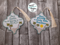 Sandy Christmas at the Beach Arabesque Shaped Decorations 4x4 Set of 2 - Digital Download