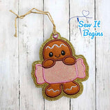 Chunky Gingerbread Applique Decoration Set 4x4 - Digital Download