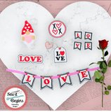 Gnome Valentine Love Feltie Wreath Set with 6 separate designs