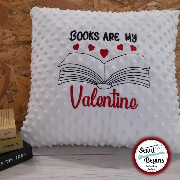 Books are my Valentine Stand Alone Embroidery Design - 2 Sizes -  Digital Download