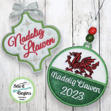 Nadolig Llawen Welsh Christmas Hanging Decorations Set of 2 - Digital Download