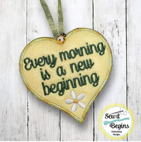 Every Morning is a New Beginning Daisy Flower 4" Heart Decoration - Digital Download